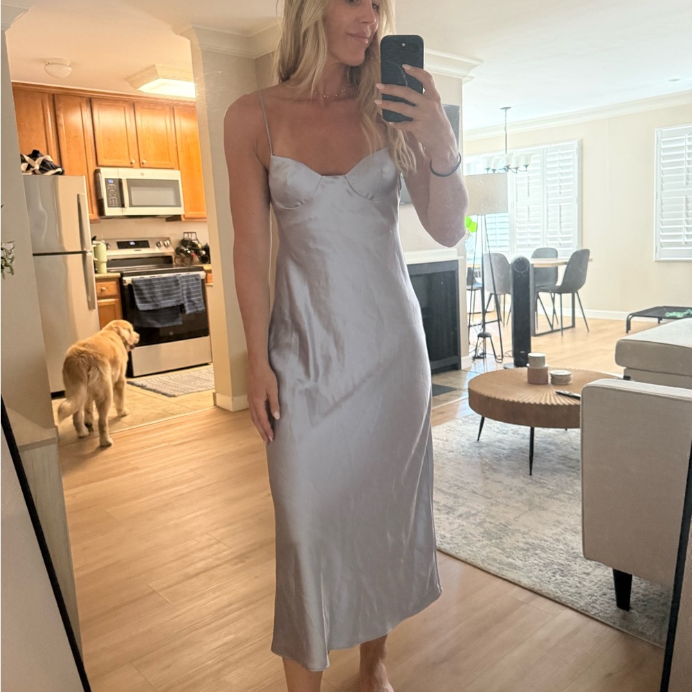 Zara Silver Slip Dress